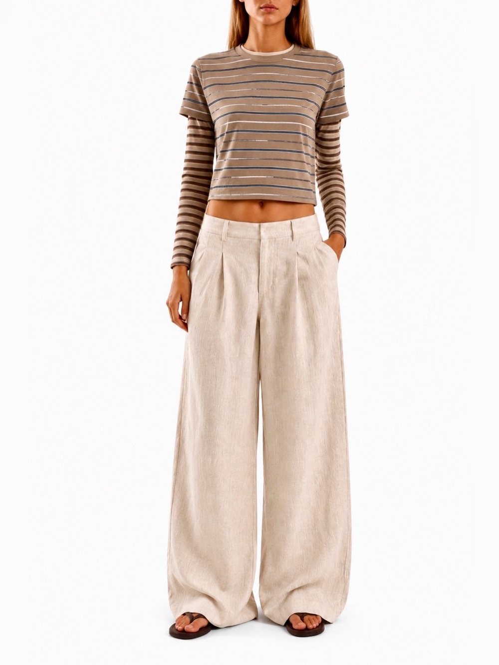 NWOT Reformation Linen Wide Leg Asher Pants Pockets Oatmeal (Lt. Beige) | Size 2